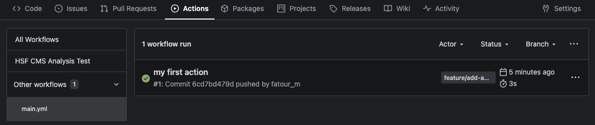 Gitea Actions Page