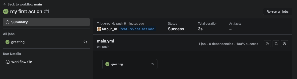 CI/CD Hello World Success Output