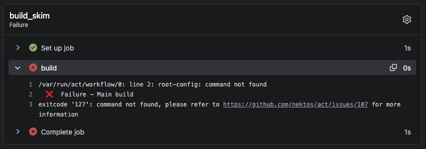 Job failure root-config details
